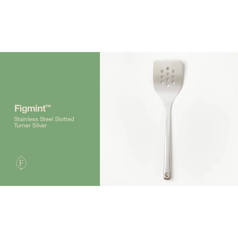 Stainless Steel Slotted Turner Silver - Figmint™: Metal Spatula for Cooking, Dishwasher-Safe, 12.99" Length