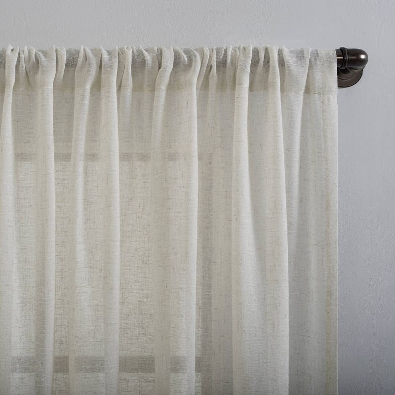 96"x52" Crushed Texture Anti-Dust Sheer Curtain Panel Off White - Clean Window: Modern Linen Rod Pocket