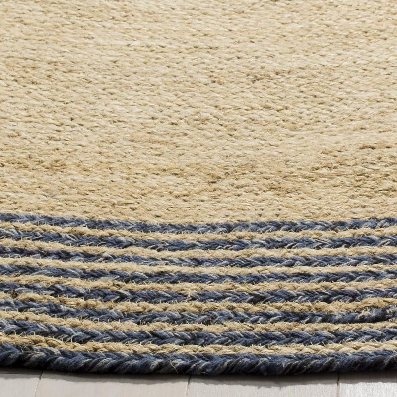 Cape Cod CAP204 Hand Woven Area Rug - Ivory/Blue - 4' Round - Safavieh.
