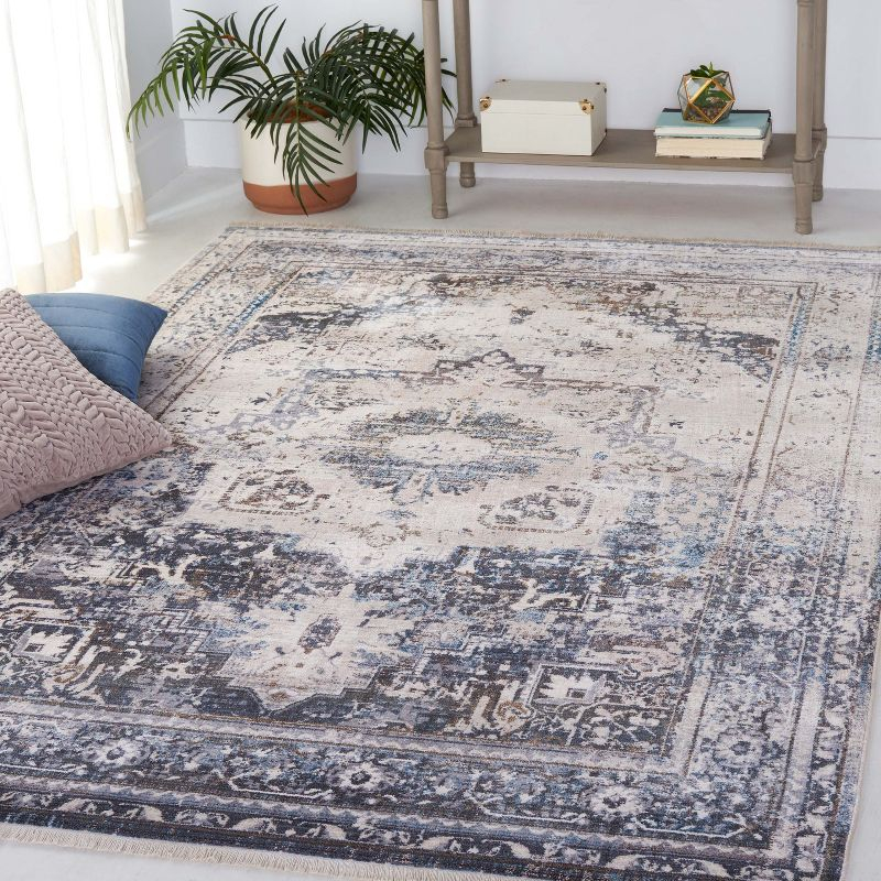 Vintage Persian VTP438 Power Loomed Indoor Area Rug - Ivory/Blue - 5'x7'6" - Safavieh