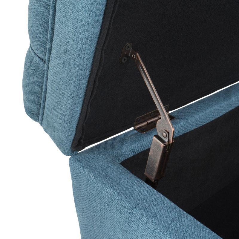 Juliana Storage Ottoman Blue - Christopher Knight Home: Upholstered Rectangular Bench, 250lb Capacity