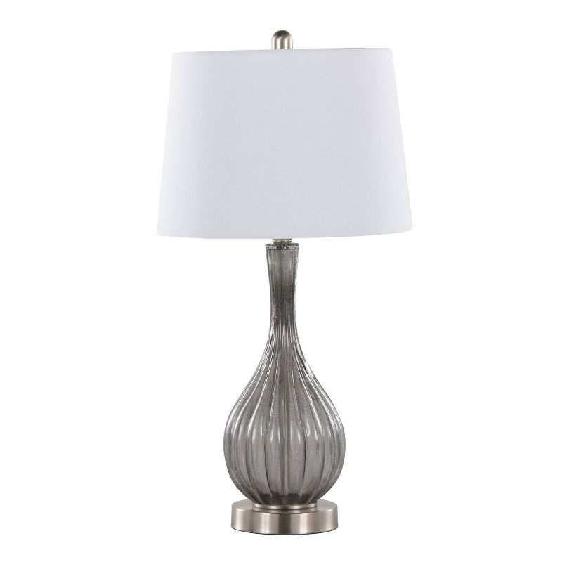 LumiSource (Set of 2) Jenny 27" Contemporary Glass Table Lamps Clear Smokey Brushed Nickel and White Shade from Grandview Gallery: UL Listed