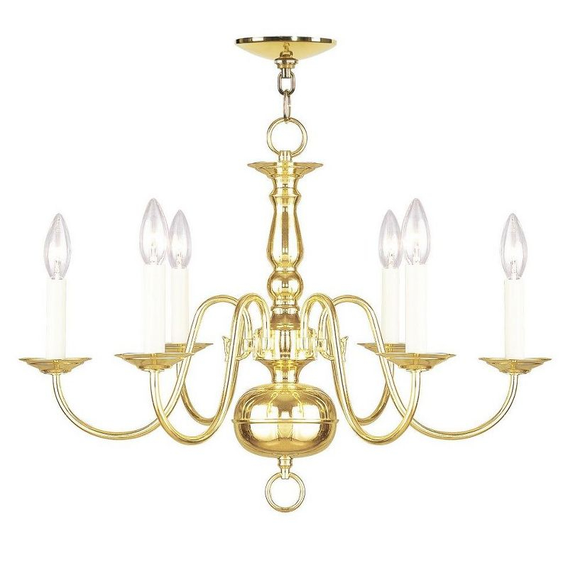Livex Lighting Williamsburgh 6 - Light Chandelier in  Polished Brass