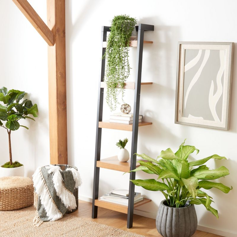 Yassi 5 Tier Leaning Etagere - ETG9403 - Natural/Charcoal - Safavieh