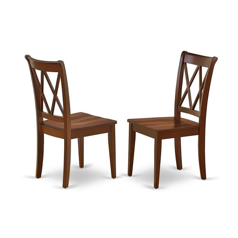 East West Furniture, Clarksville Dining Chairs - Double Cross Back Solid Wood Seat Chairs, Set of 2, Mahogany