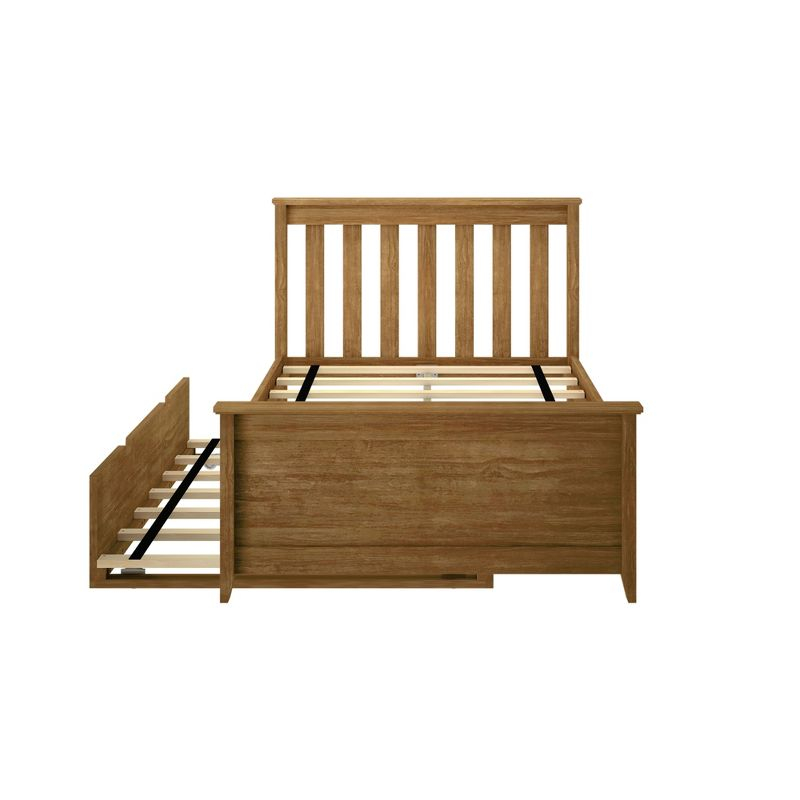 Max & Lily Twin Bed Frame with Trundle, Classic Solid Wood Platform Bed with Storage