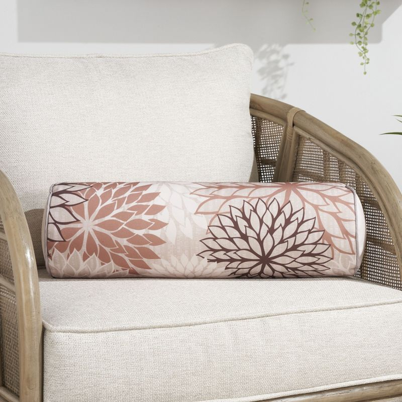 Mina Victory Aloha Floral Tropical Outdoor Throw Pillow Natural 6" x 20"