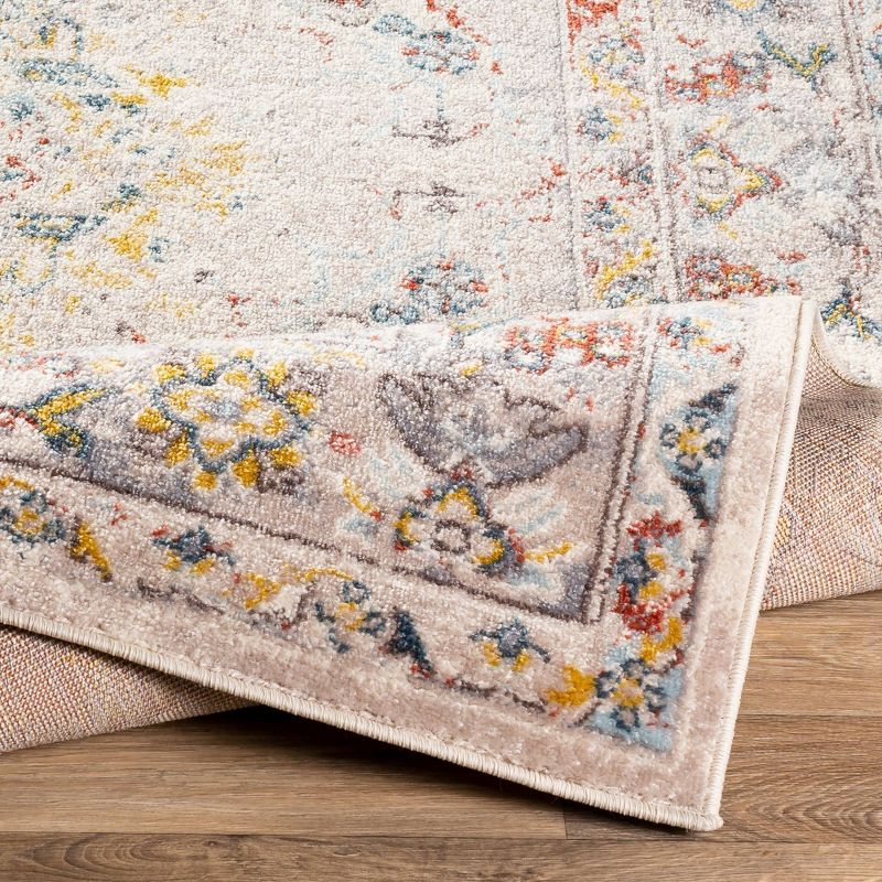 Livabliss 5'3"x7'3" Kashan Traditional Rugs Cream: Medium Pile, Fade & Stain-Resistant, Indoor Use