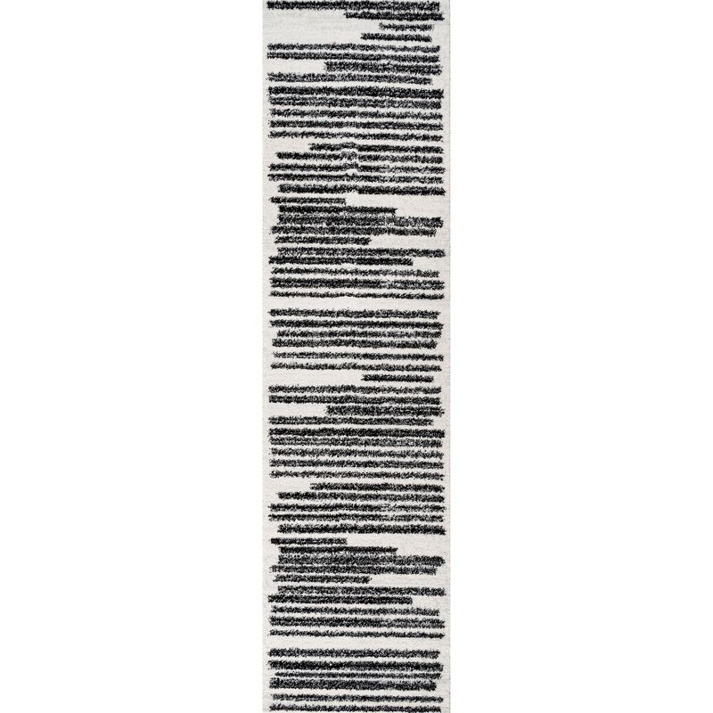 2'x8' Khalil Modern Berber Stripe Runner Rug, Cream - JONATHAN Y