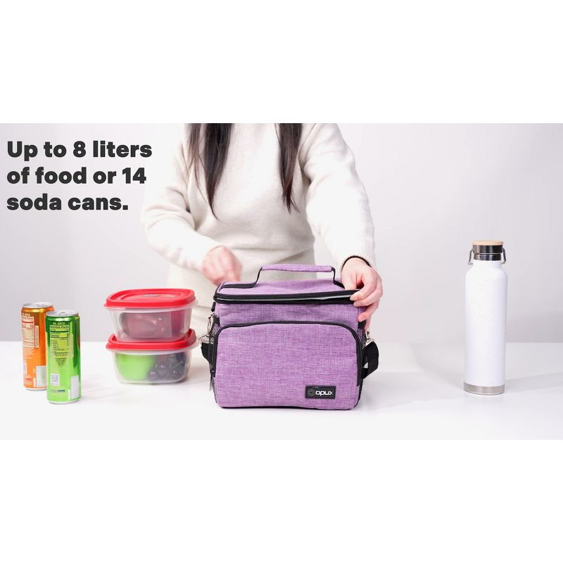 OPUX Insulated Lunch Box Men Women, Large Soft Cooler Bag Work School Picnic, Leakproof Tote Shoulder Strap Kid Adult (Black, Double Deck)