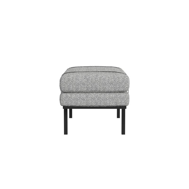 HomePop Upholstered Bench Gray Boucle: Modern Entryway & End of Bed Seating, Metal Legs, Faux Leather Detail