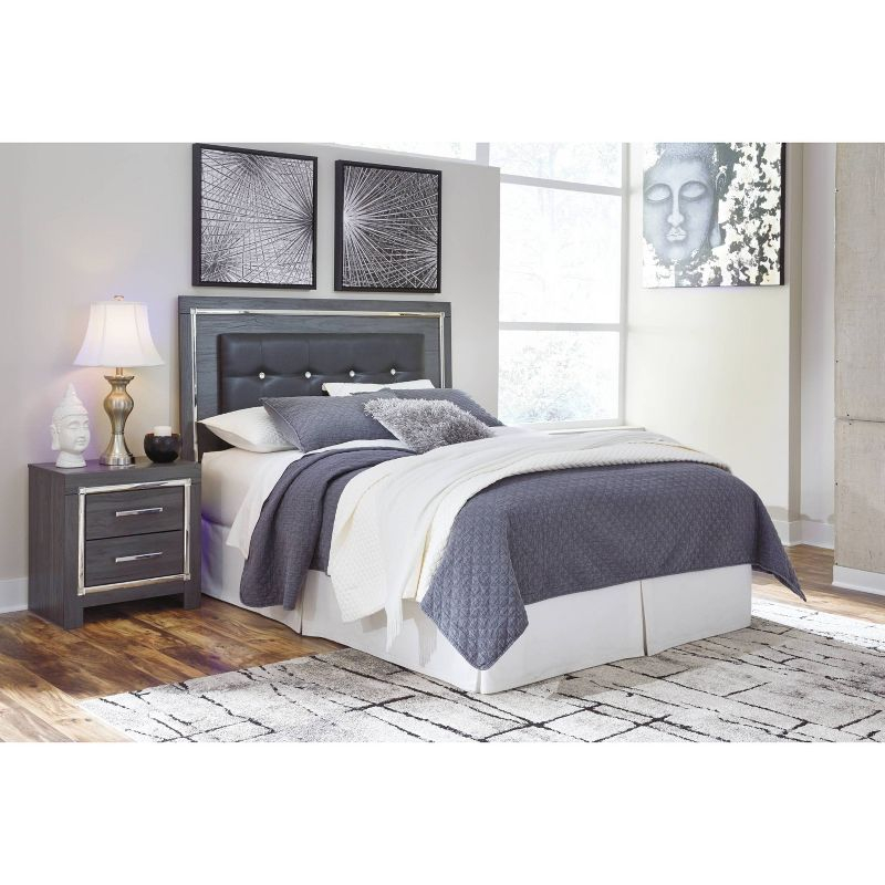 Queen/Full Lodanna Upholstered Panel Headboard Gray: LED Lights, Chrome Accents - Signature Design by Ashley