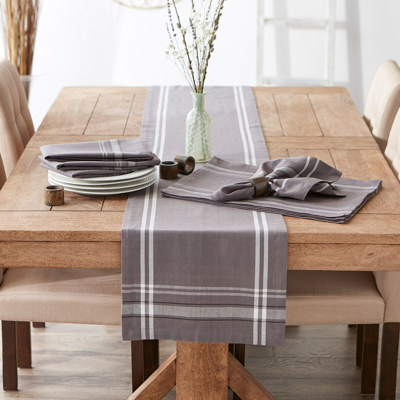 Design Imports  Gray French Stripe Table Runner 14X108
