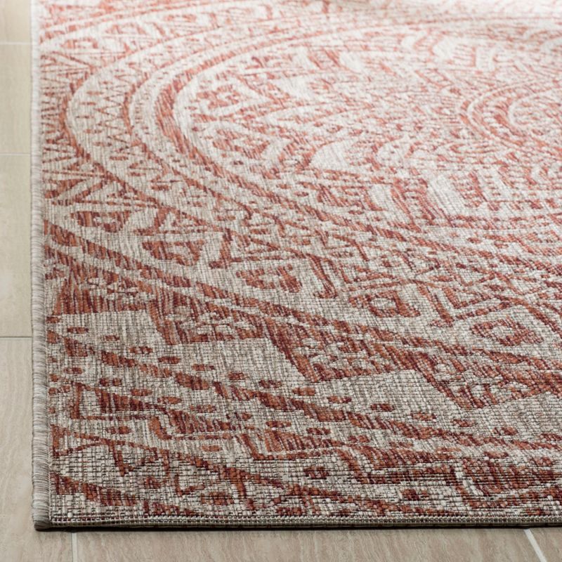 Courtyard CY8734 Power Loomed Indoor and Outdoor Area Rug - Light Beige/Terracotta - 6'7"x6'7" - Safavieh
