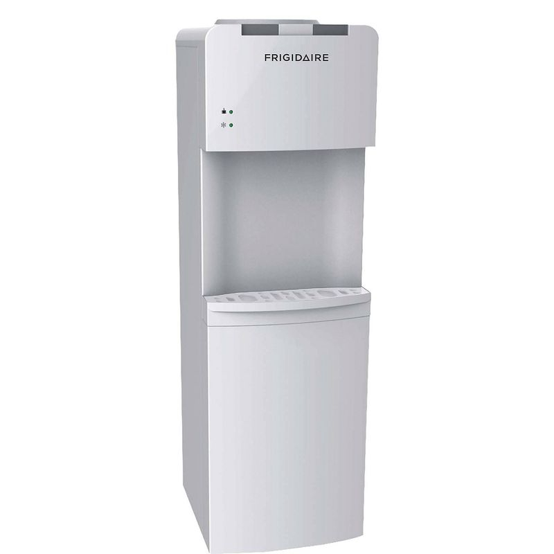 Frigidaire Water Cooler White: Freestanding Electric Dispenser, 5 Gallon Capacity, Hot & Cold, Safety Switch