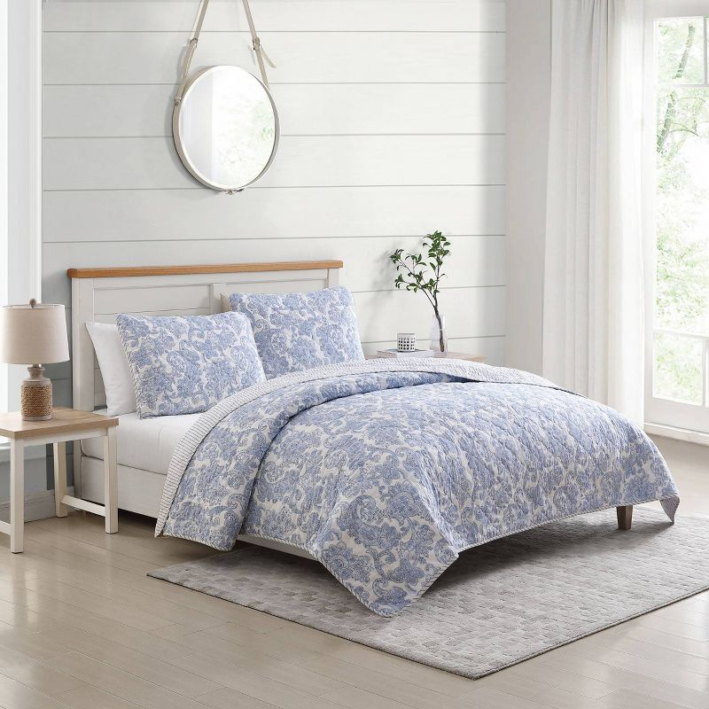 2pc Twin Field of Paisley Quilt Set Blue - Stone Cottage