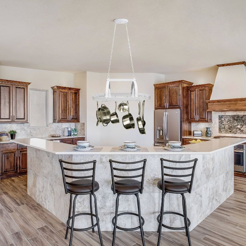 Elegant Designs 2-Light Kitchen Pot Rack with Downlights White