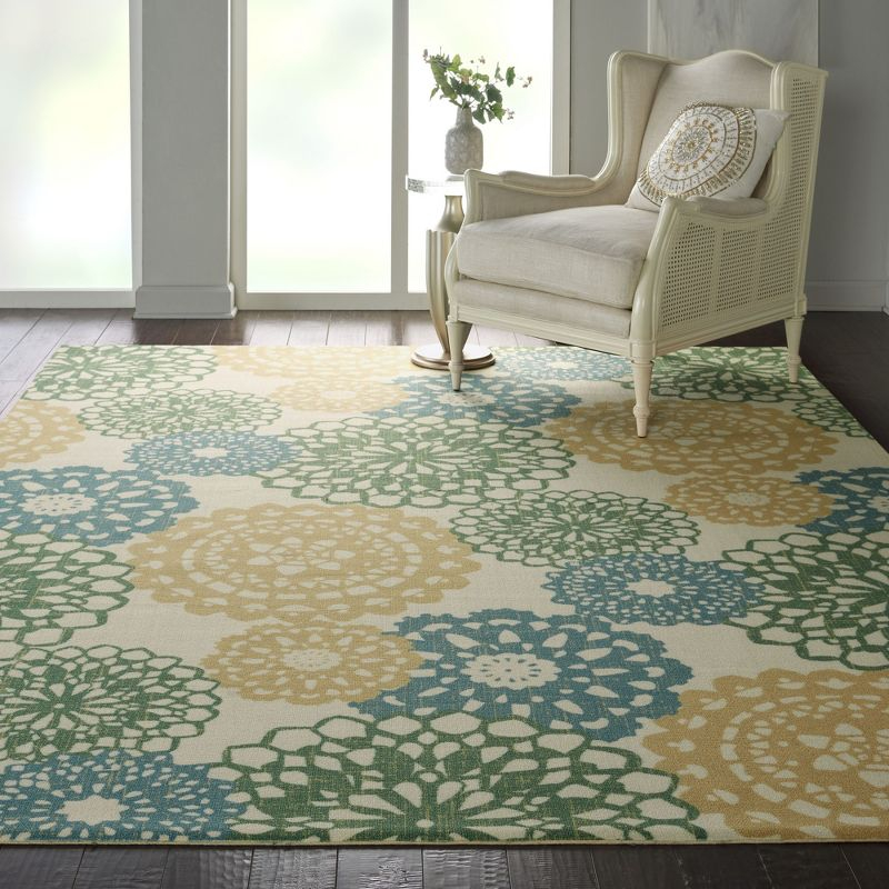 Waverly Sun N Shade SND72 Ivory Gold Indoor/Outdoor Area Rug 7'9" x 10'10"