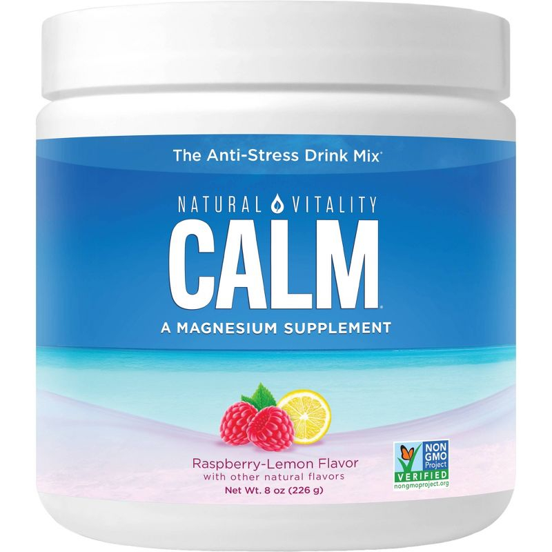 Natural Vitality CALM Mineral Magnesium Supplement Powder - Raspberry Lemon - 8oz