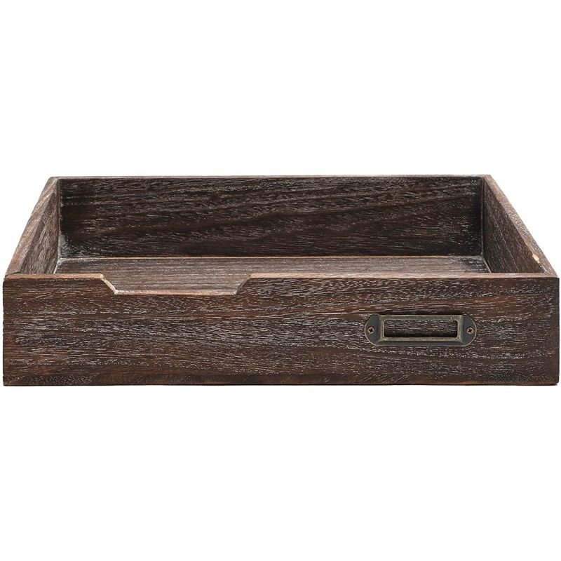 Juvale Rustic Wood Stackable Paper Tray, Vintage Office Desk Desktop Holder Organizer for Documents Files Folders Magazines, 10.5 inches