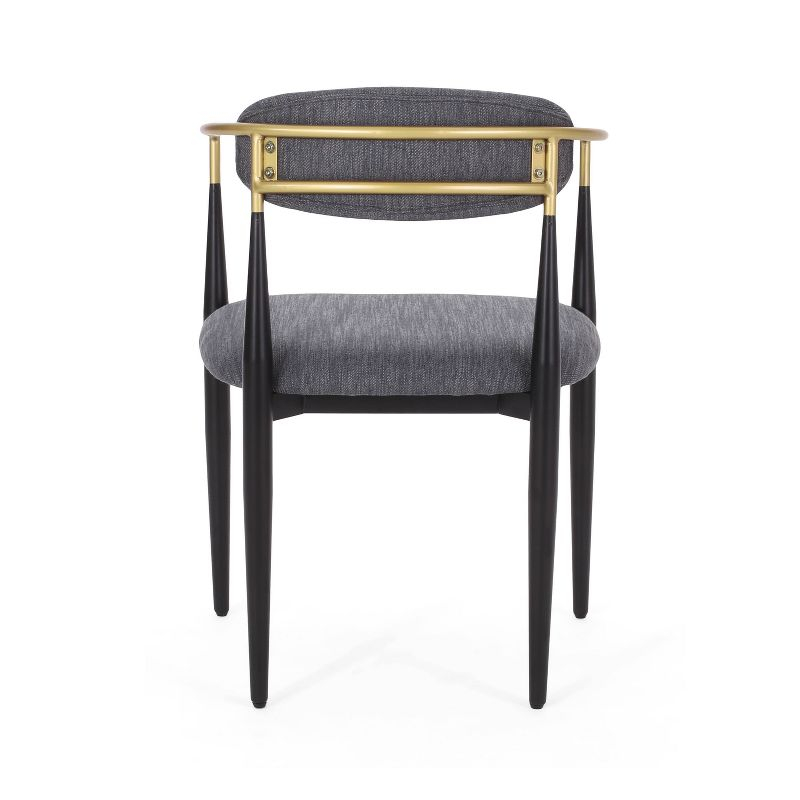 Christopher Knight Home Set of 2 Elmore Iron Upholstered Dining Chairs Charcoal/Black/Gold