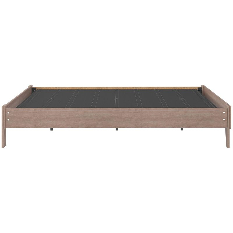 Signature Design by Ashley Queen Flannia Platform Bed Gray: Natural Finish, Wood Frame, No Box Spring Needed