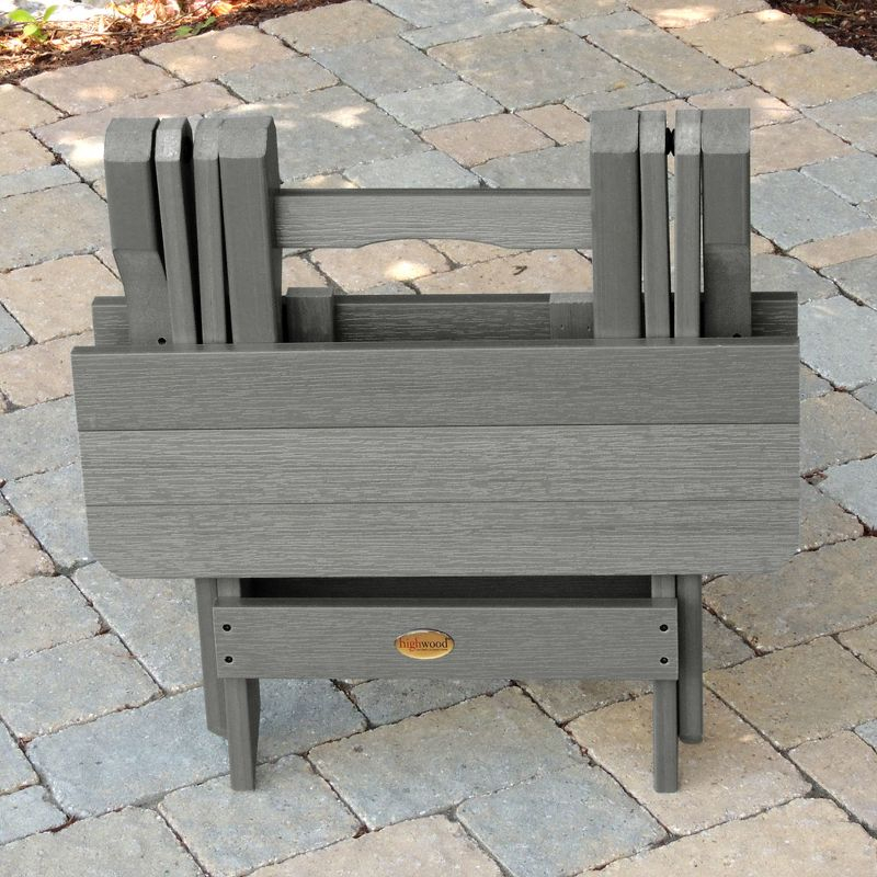 Folding Adirondack Side Table Coastal Teak Gray- Highwood: Weather-Resistant, 304-Grade Stainless Hardware, No Assembly Required