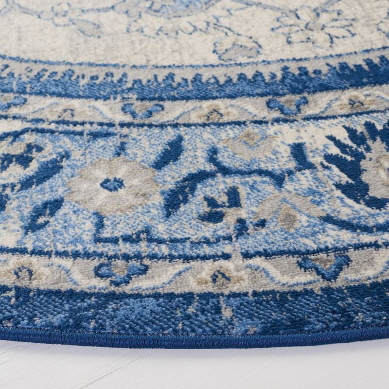 Brentwood BNT853 Power Loomed Indoor Area Rug - Blue/Ivory - 6'7" Round - Safavieh