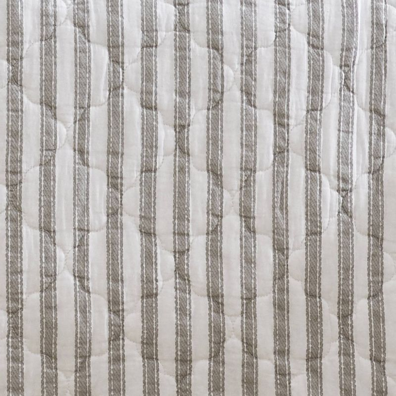 Twin Willow Way Ticking Stripe Quilt & Sham Set Gray - Stone Cottage: Twin Coverlet Set with Pillow Sham