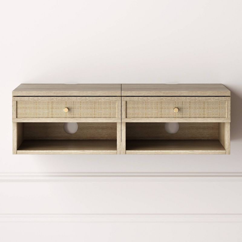 Nathan James Set of 2 Jackson Floating Nightstands Natural