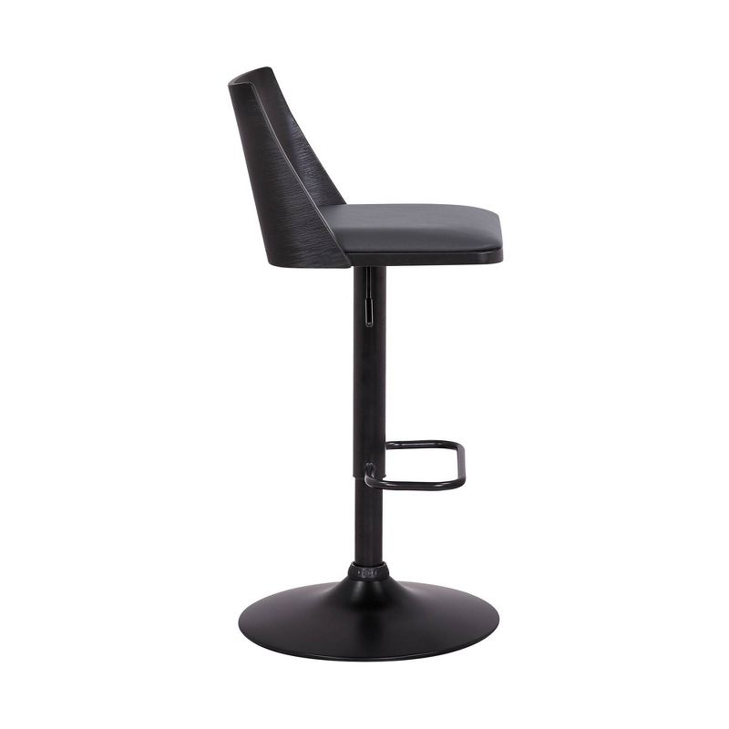 Milan Adjustable Swivel Faux Leather Metal Barstool Gray/Black - Armen Living: Pedestal Base, High-Density Foam