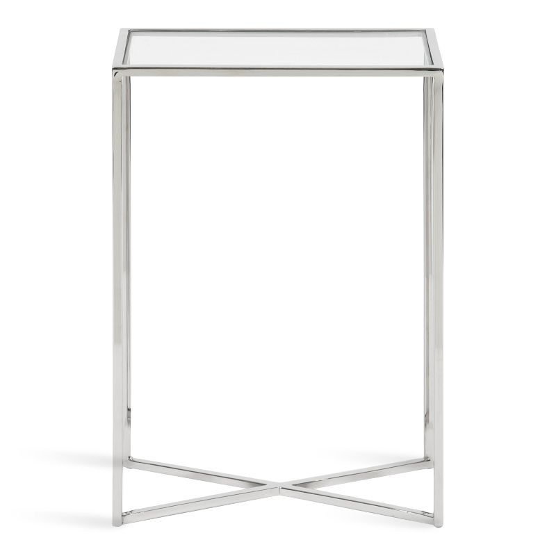 Kate and Laurel Jaspur Rectangle Metal Side Table, 16x8x24, Silver