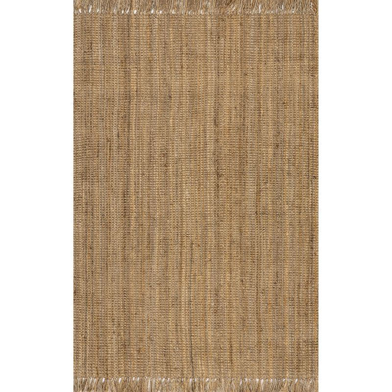 Nuloom 4 Square Daniela Jute Tassel Hand Woven Indoor Area Rug, Natural, Solid Chunky Farmhouse Design, Natural Fiber BedroomLiving Room