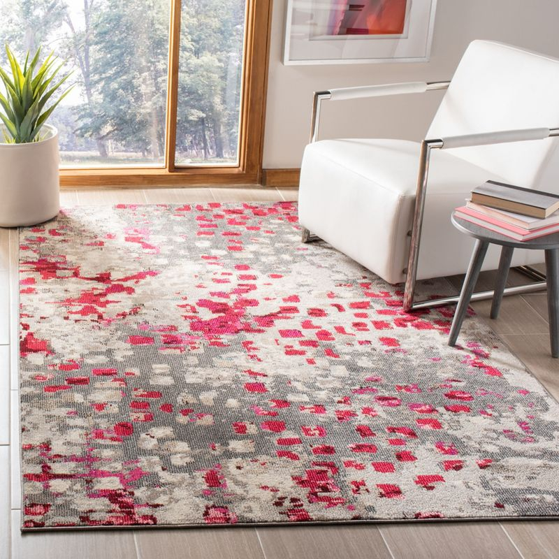 Madison MAD425 Power Loomed Indoor Area Rug - Grey/Red - 5'3"x7'6" - Safavieh