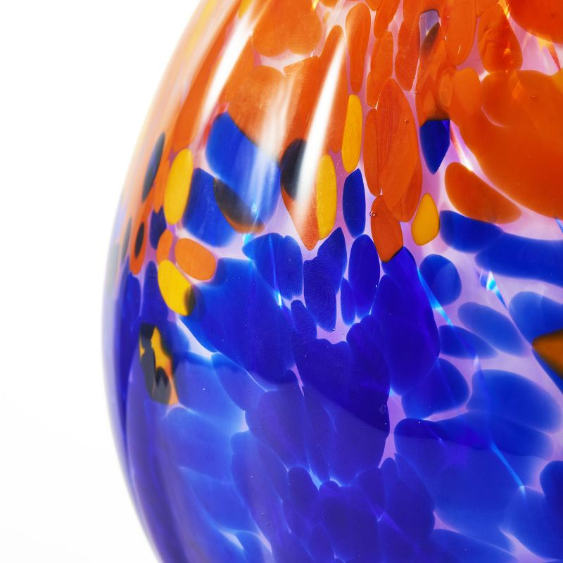Luxury Lane Hand Blown Multicolor Confetti Art Glass Bubble Bud Flower Vase Cobalt Blue 6"H