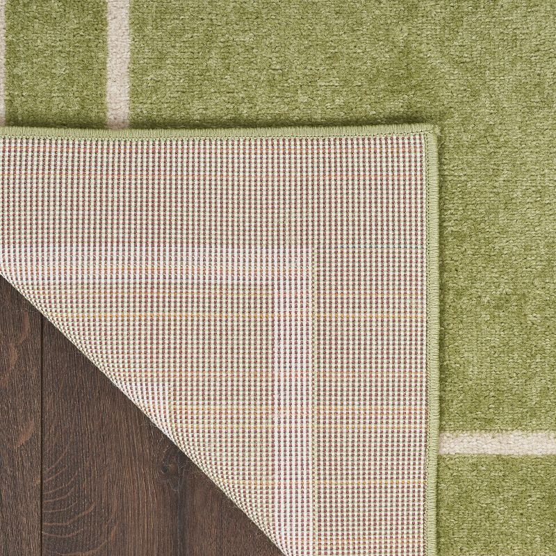 Nourison Essentials 2'2" x 7'6 Green Ivory Contemporary Indoor/Outdoor Rug