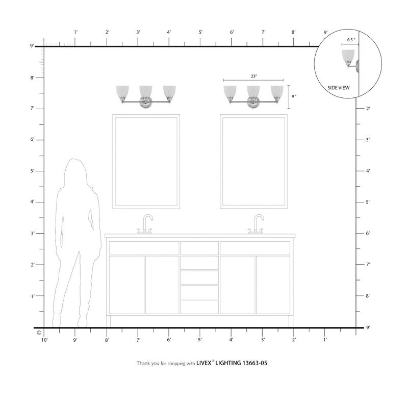 Livex Lighting Somerville 3 - Light Vanity in  Polished Chrome
