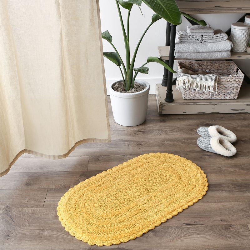 Design Imports Yellow Large Oval Crochet Bath Mat
