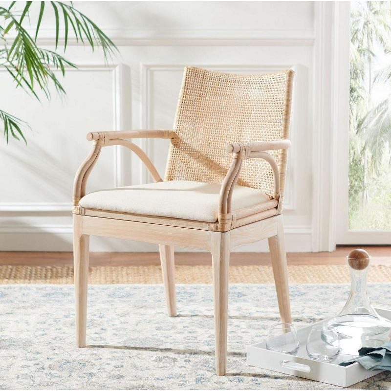 Gianni Arm Chair - Natural/White Washed - Safavieh