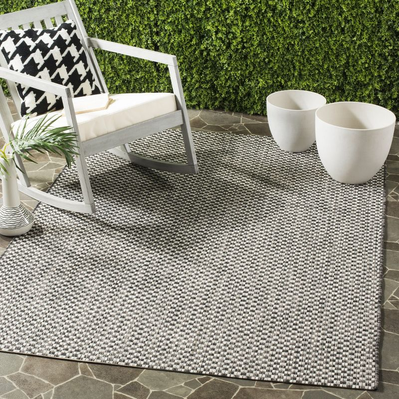 Courtyard CY8653 Power Loomed Indoor and Outdoor Area Rug - Black/Light Grey - 4'x5'7" - Safavieh