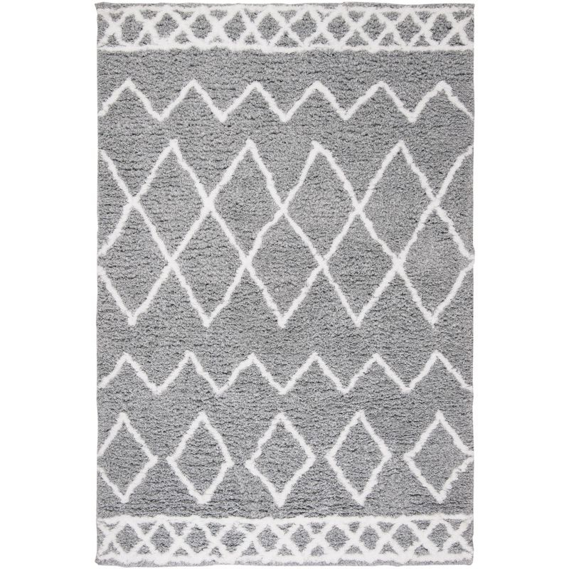 Equinox Shag EQS711 Hand Tufted Indoor Area Rug - Grey/Cream - 4'x6' - Safavieh