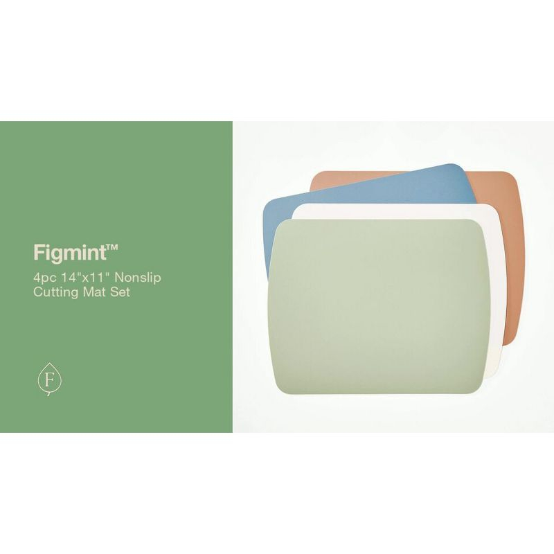 4pc 14"x11" Nonslip Cutting Mat Set - Figmint™: Multicolor Silicone Cutting Board Set, Hand Wash