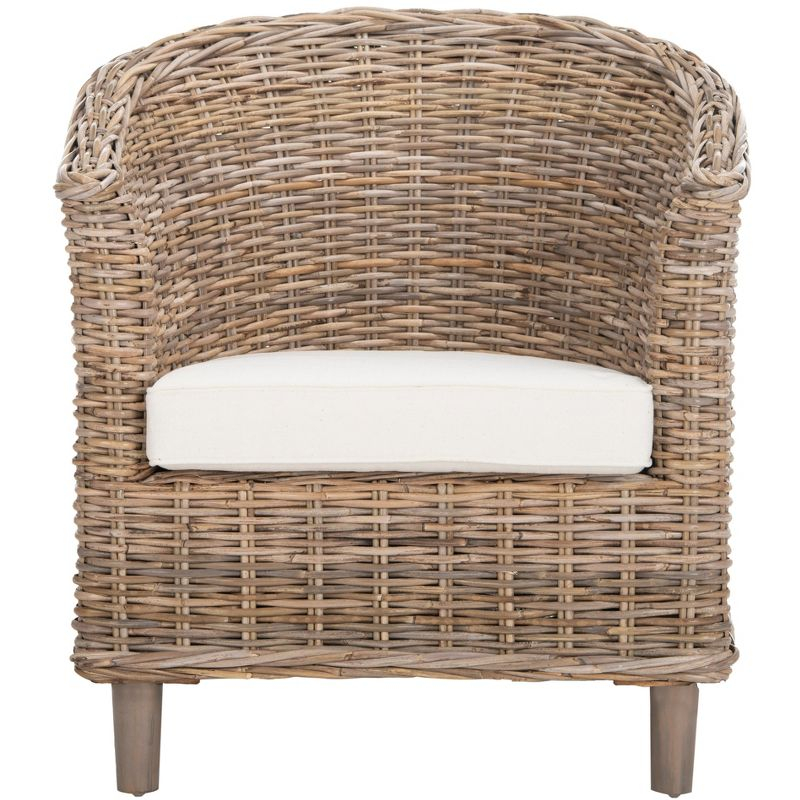 Omni Barrel Chair - FOX6501 - White/Natural Unfinished - Safavieh