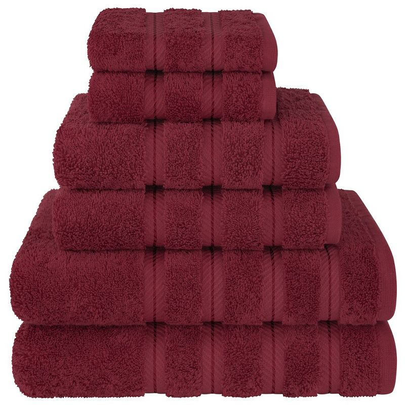 American Soft Linen 6 Piece Towel Set, 100% Cotton Bath Towels for Bathroom, Bordeaux Red