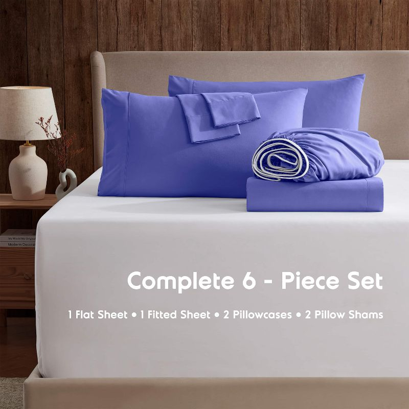 Nestl Extra Deep Pocket 6 Piece Sheet Sets, King Size Sheets & Pillowcases - Royal Blue