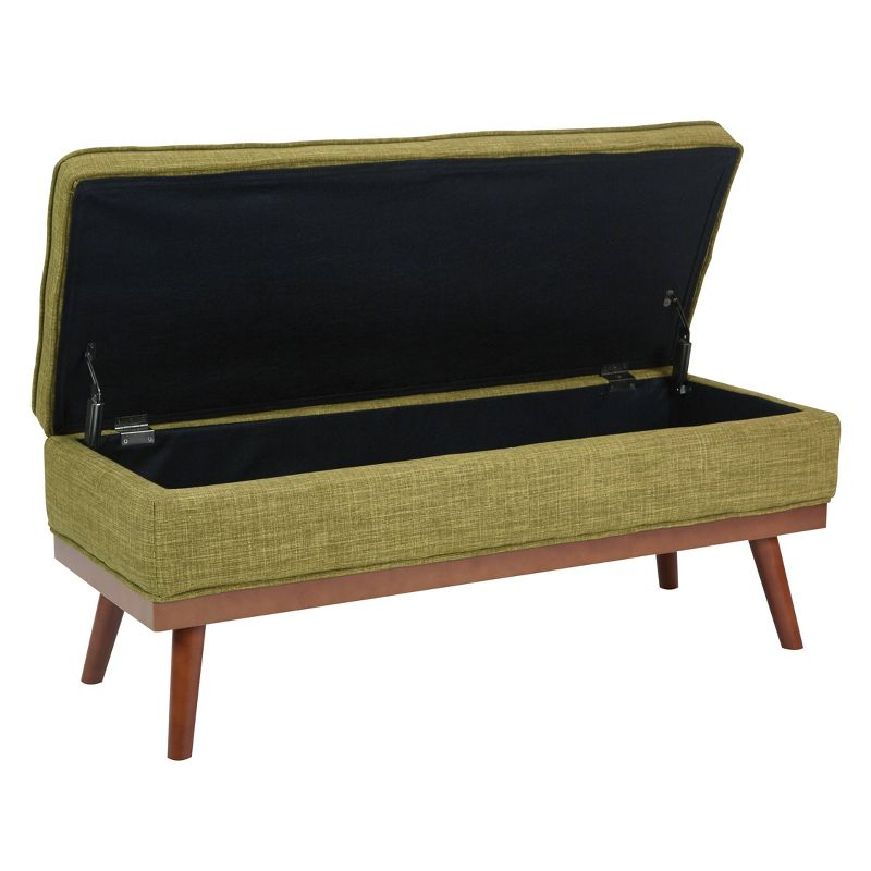 Katheryn Storage Bench Green - OSP Home Furnishings: Mid-Century Modern Ottoman, Plywood Frame, Polyester Upholstery