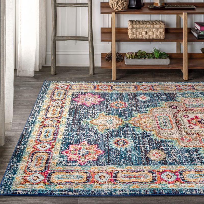 JONATHAN Y Bohemian FLAIR Boho Vintage Medallion Navy/Red 8 ft. x 10 ft. Area Rug