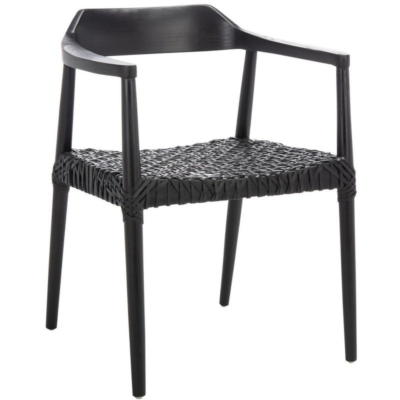 Munro Leather Woven Accent Chair - ACH1005 - Black - Safavieh