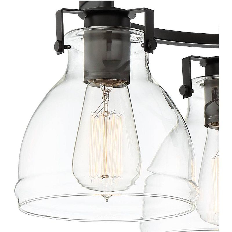 Possini Euro Design Industrial Rustic Farmhouse Ceiling Light Semi Flush Mount Fixture 14 1/2" Wide Bronze 3-Light Clear Glass Shade for Bedroom House