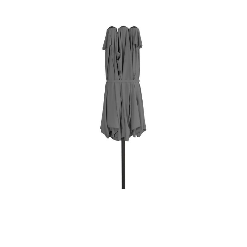 WestinTrends 15 x 9 Ft Double Sided Outdoor Twin Patio Market Table Umbrella, Gray